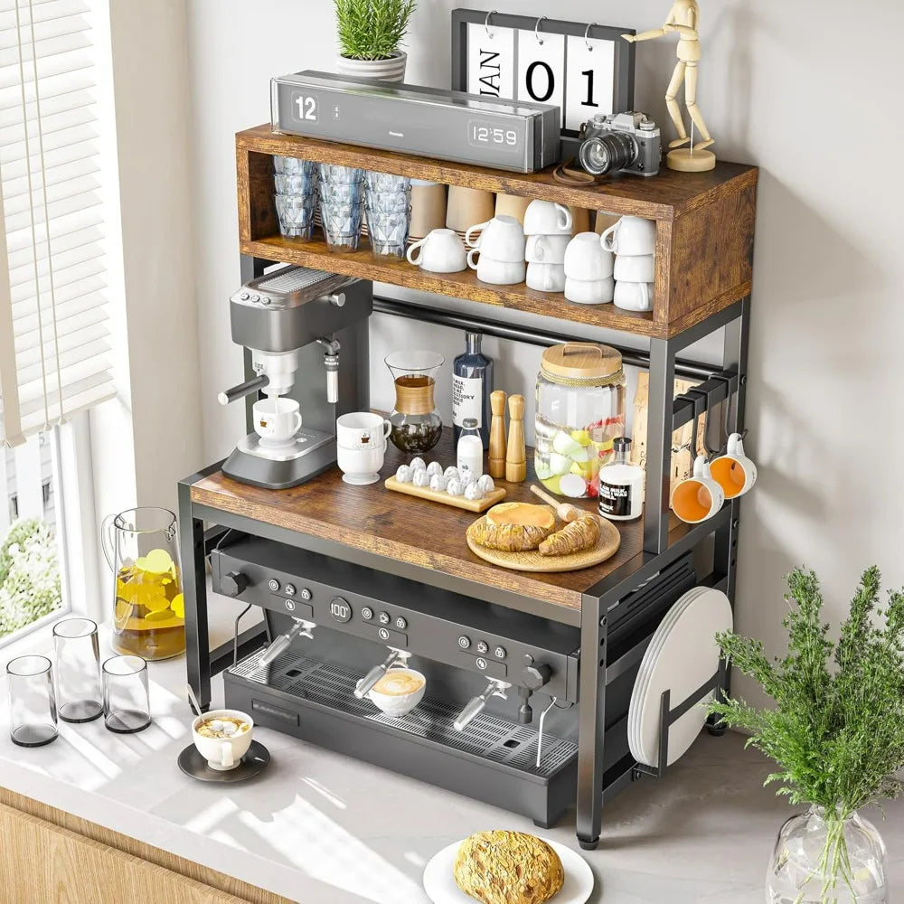 4-Tier Microwave Stand Brown