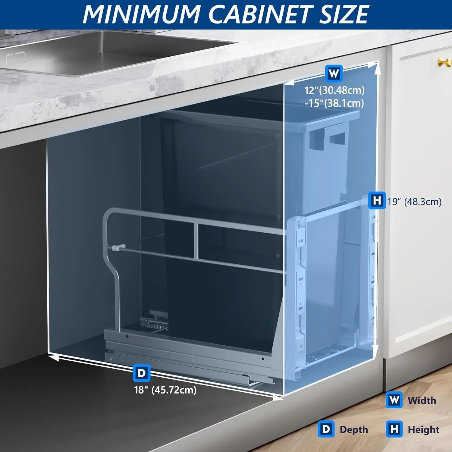 8 Gallon Pull Out under  Sink  Trash Can