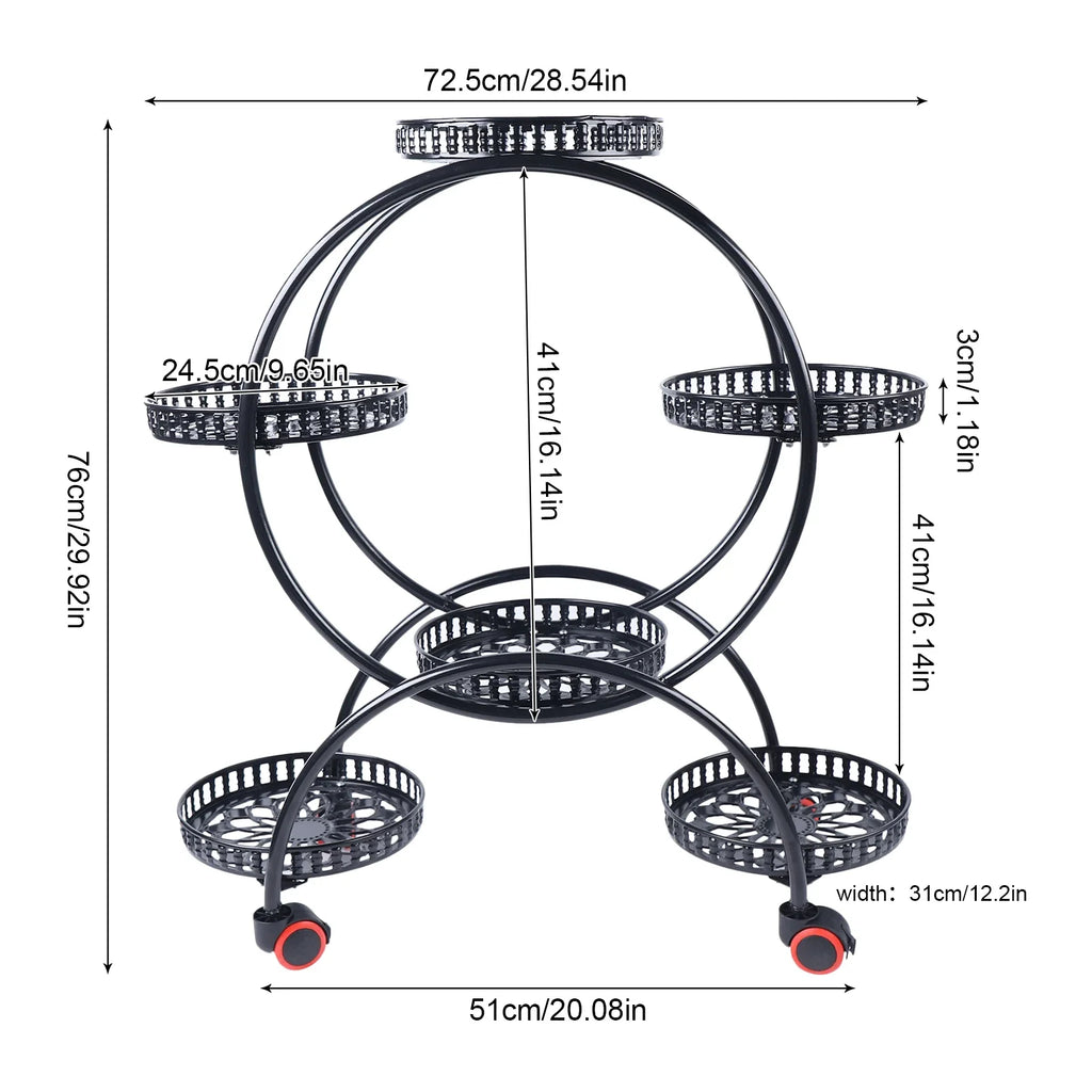 Metal Plant Stands 6 Pots Plants Flower Stand for Patio Garden Living Room Corner Balcony Bedroom Black / White