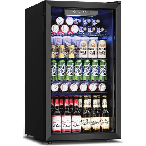 126 Can Mini Fridge Glass Door for Soda Beer Wine