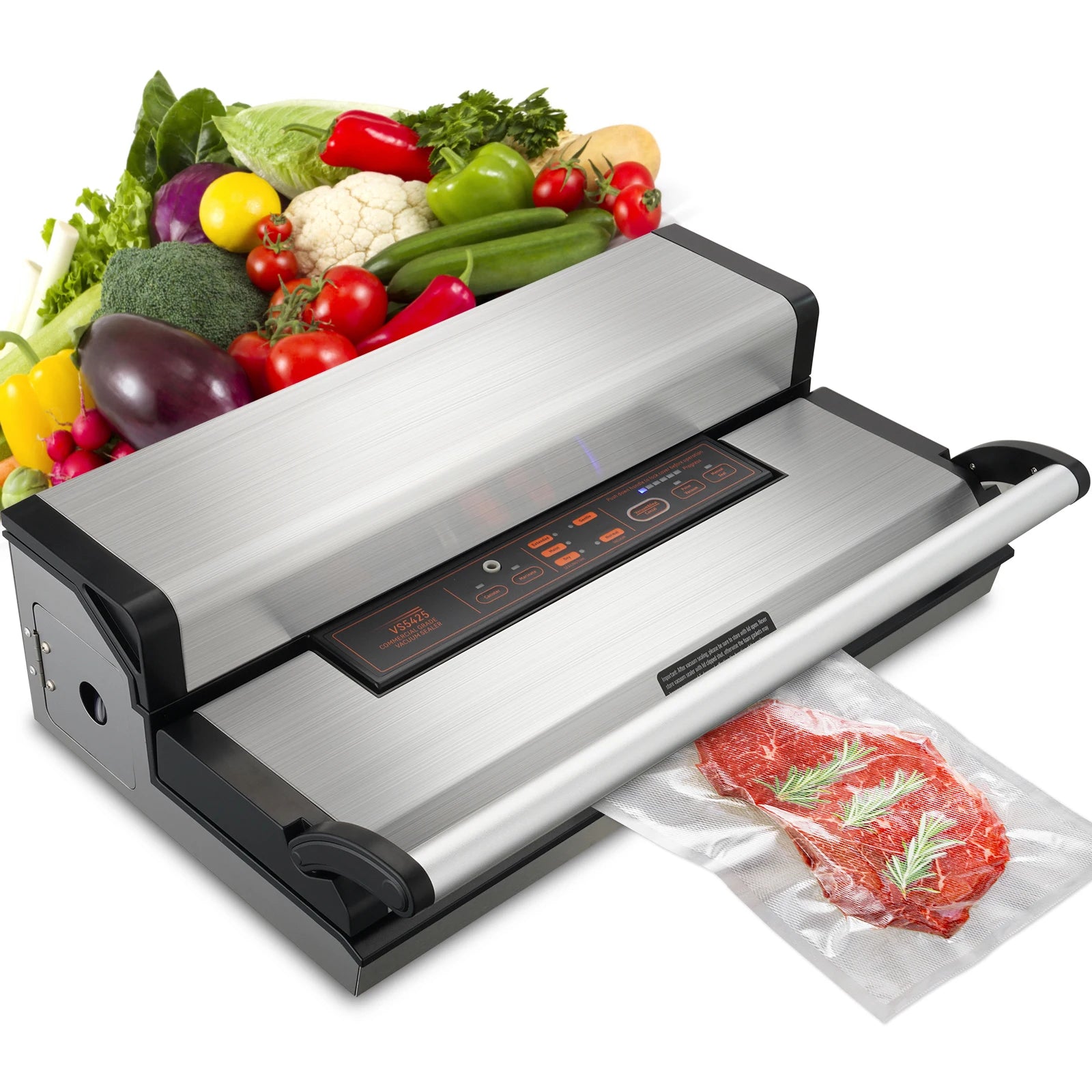 Vacuum Sealer Machine Multifunction Automatic Food Packaging with Bag Roll Storage Cutter for Home Kitchen