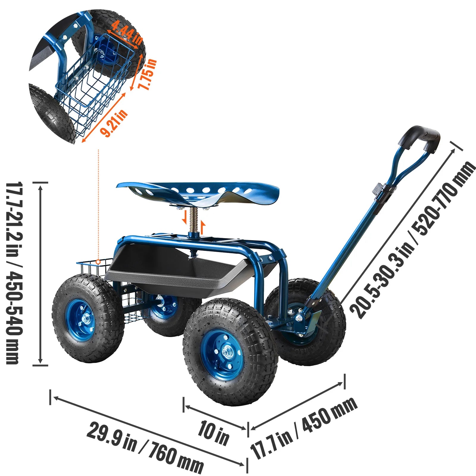 Garden Cart Stool  Scooter with Steering