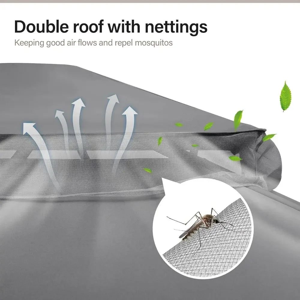 Outdoor 10x13 Patio Gazebo with Double Roof, Mosquito Netting,