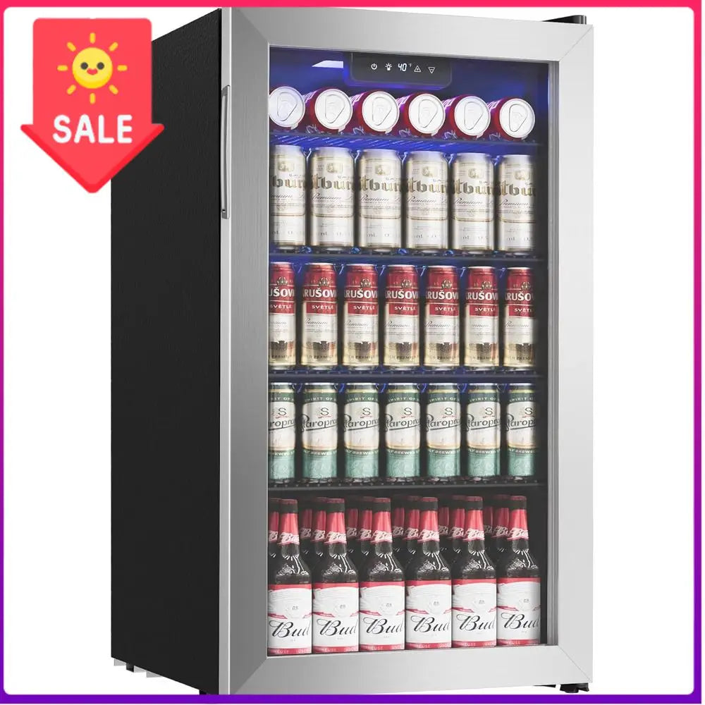 126-Can Beverage Cooler with Glass Doors