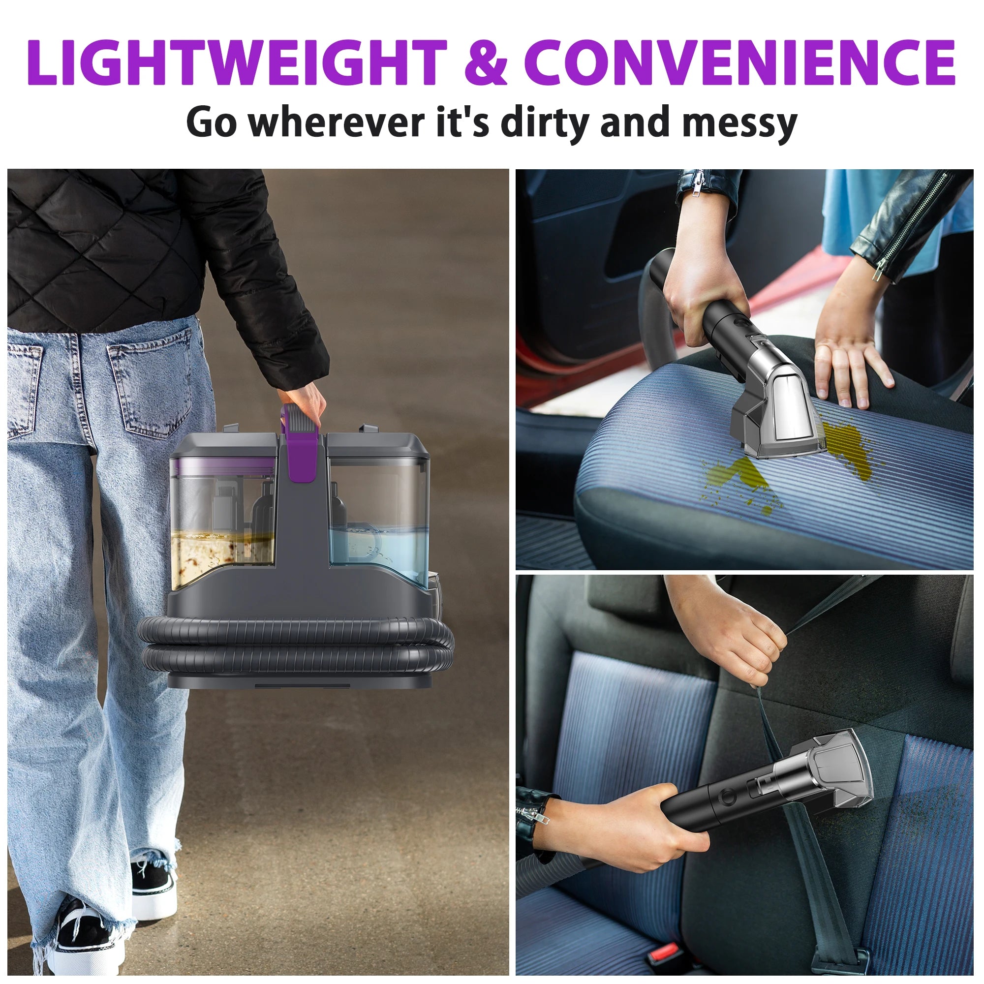 Portable Carpet & Upholstery Cleaner Machine,  Corded Spot Cleaner for Carpet, Sofa, Car Seat