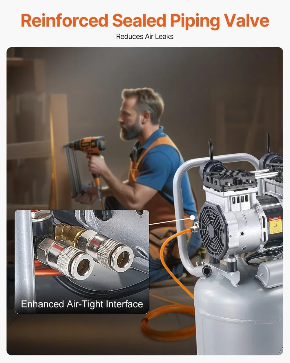 13 Gallon Air Compressor 2HP Oil-Free,