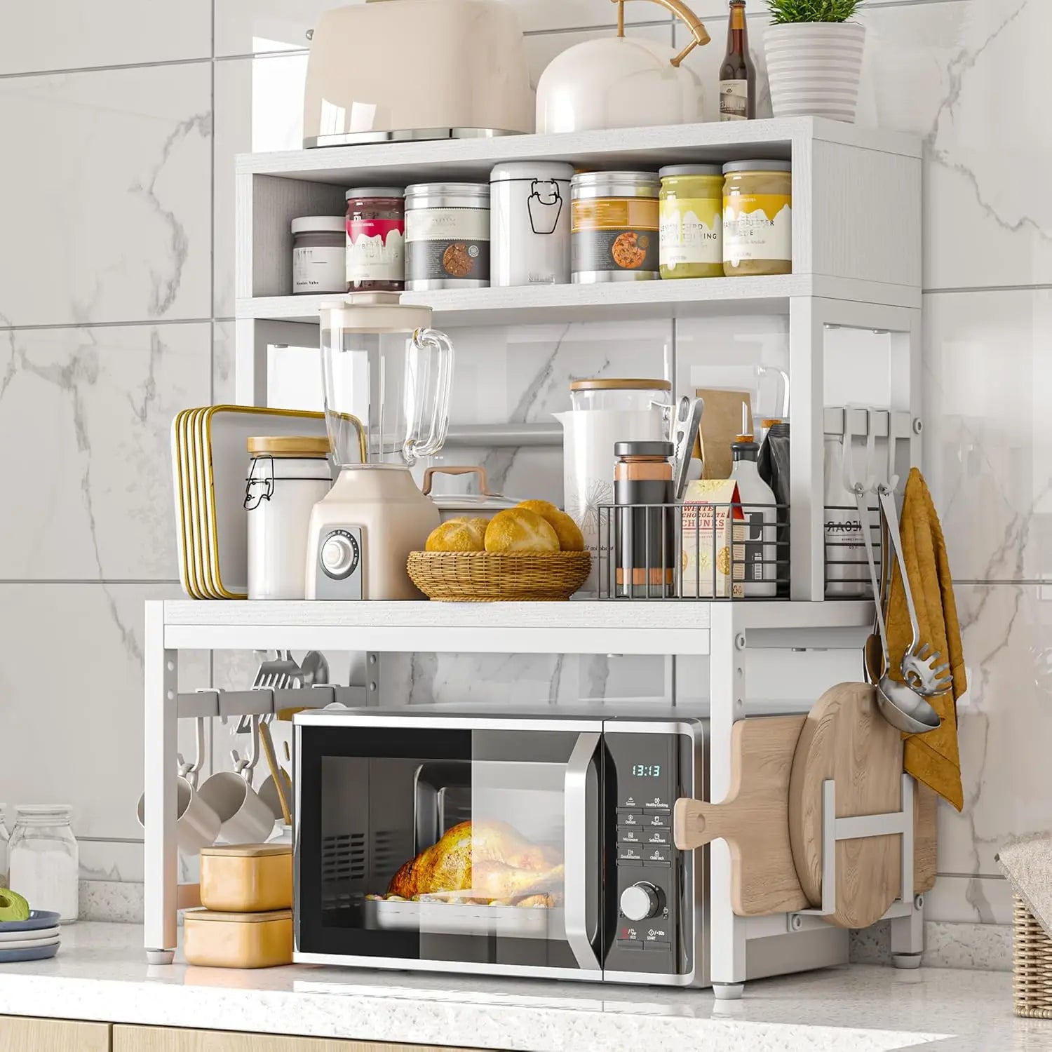4-Tier Microwave Stand Brown