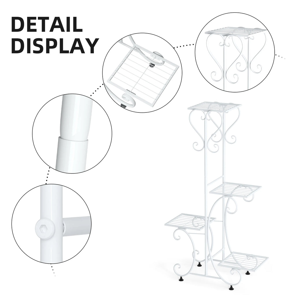 4 Tier Metal Plant Stand for Indoor Outdoor  Patio