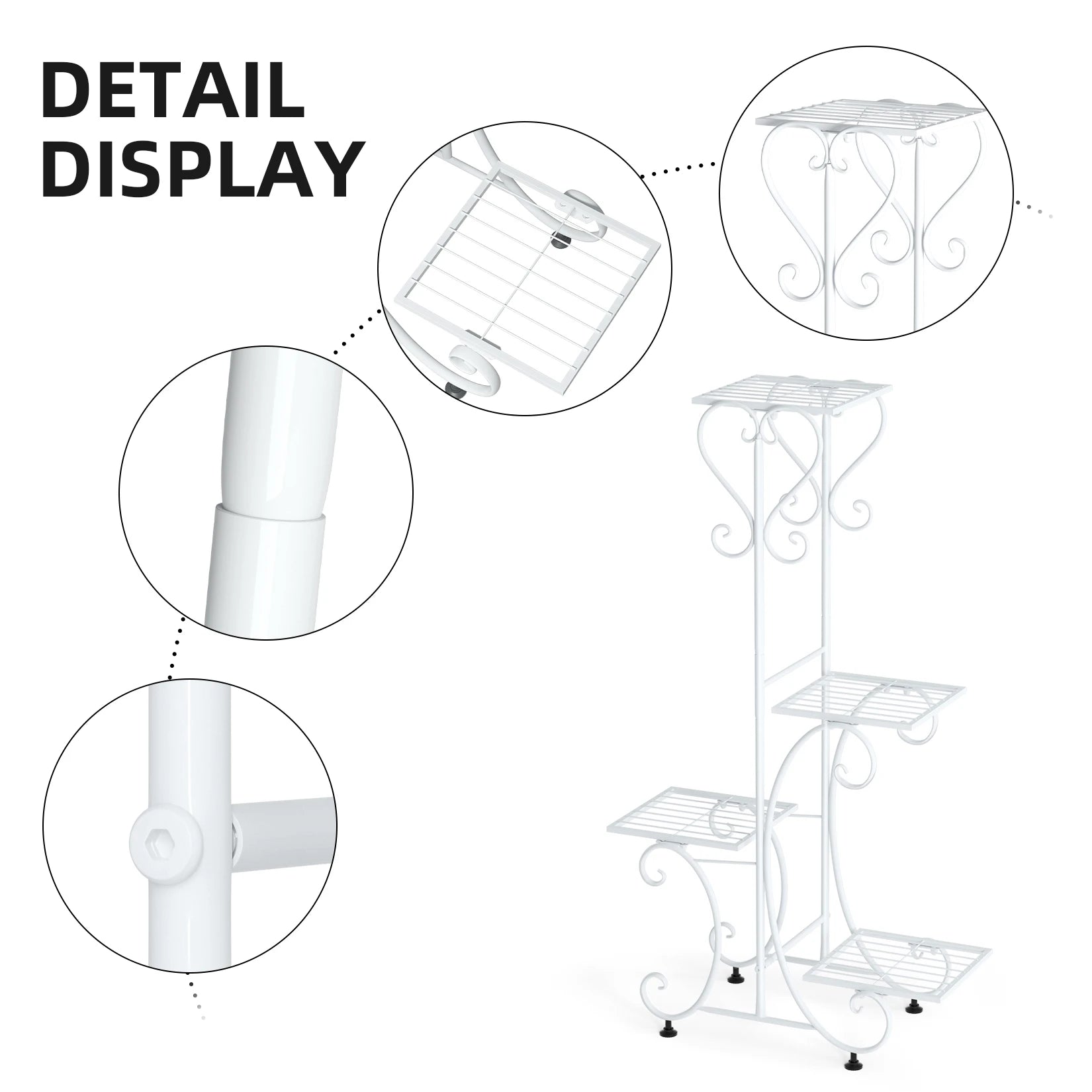 4 Tier Metal Plant Stand for Indoor Outdoor  Patio