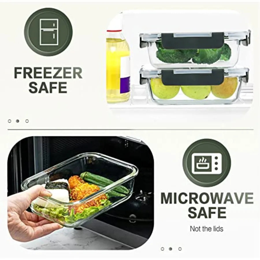 30 Pieces Glass Food Storage Containers