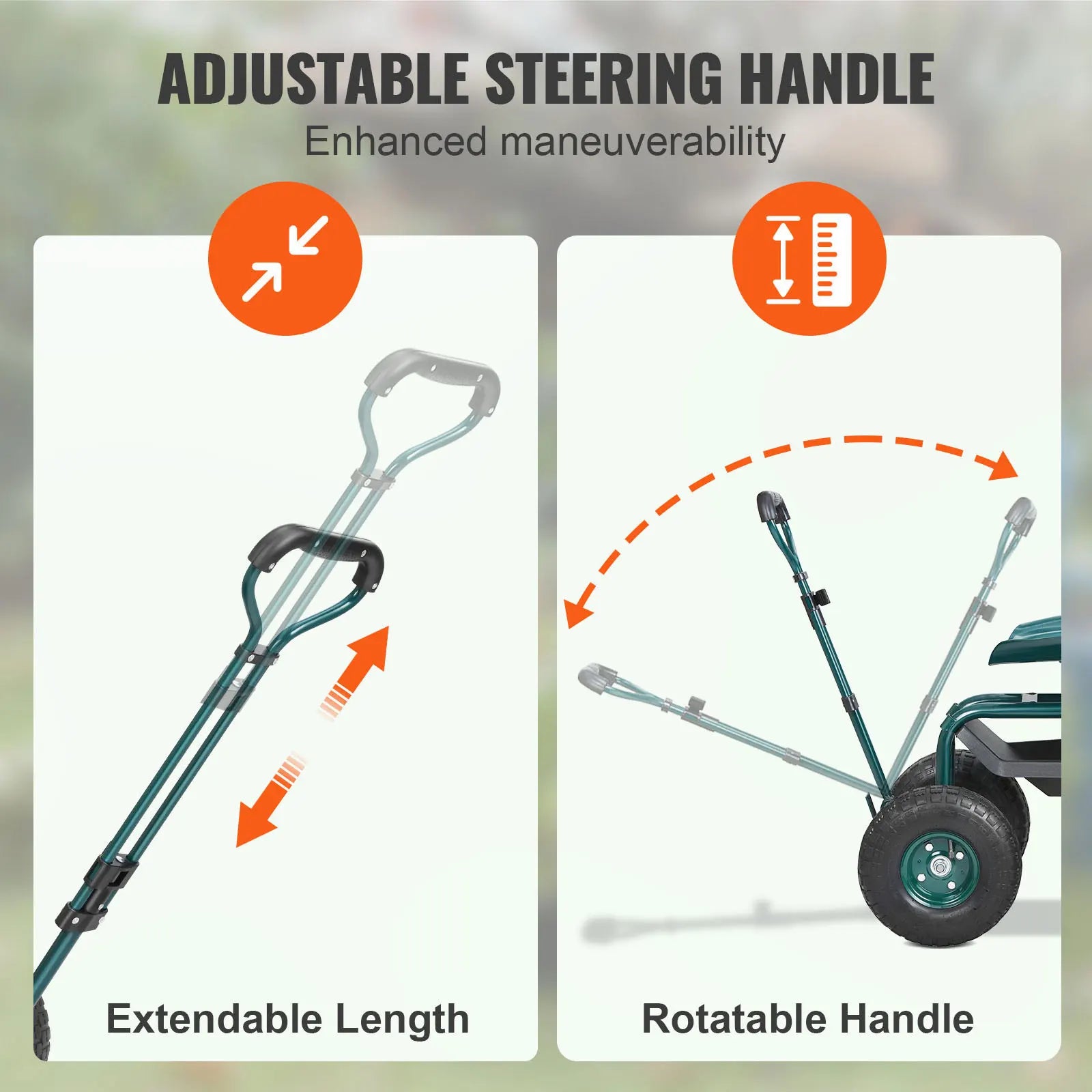Garden Cart Stool  Scooter with Steering