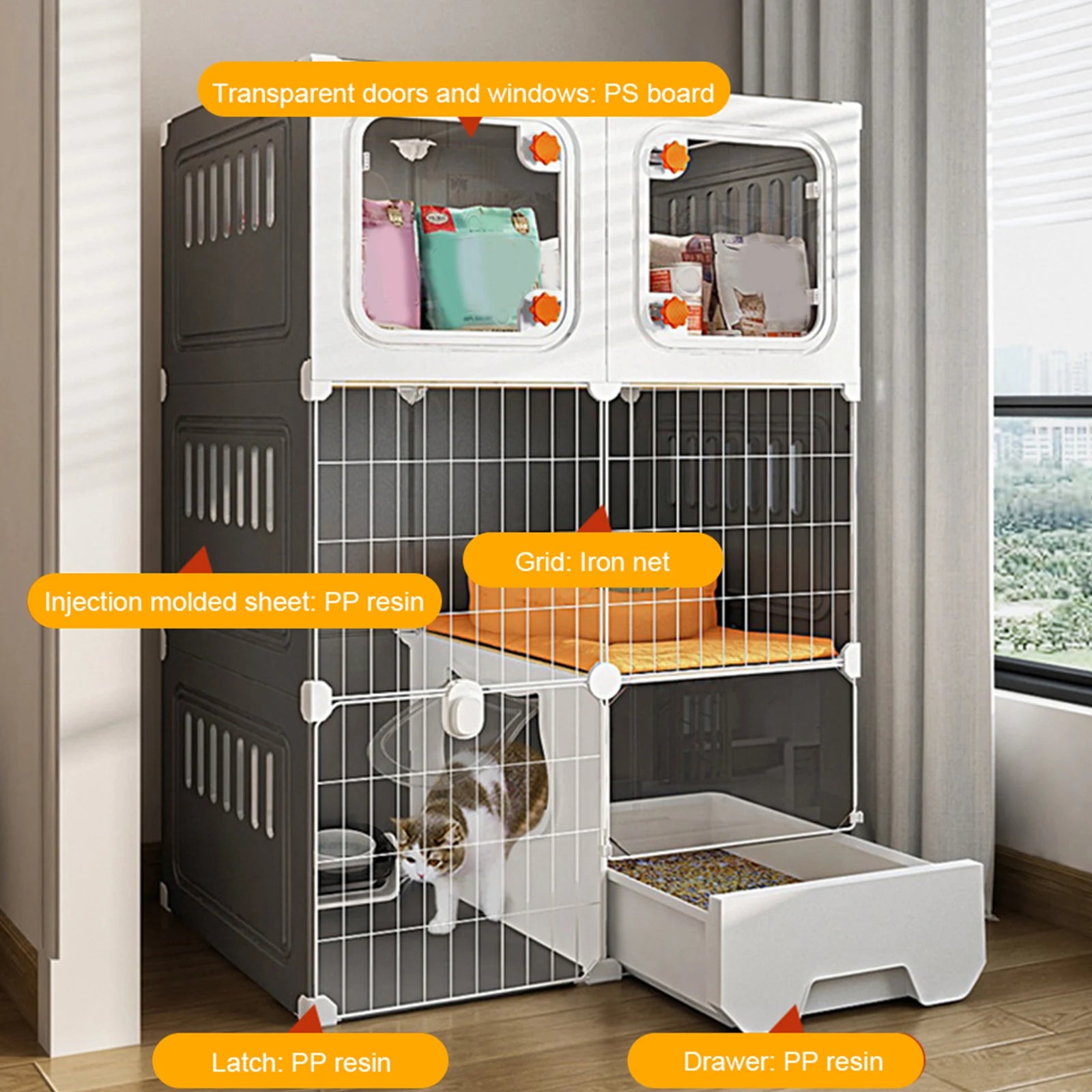 Large Cat Cage Indoor Metal Wire Cat Enclosure