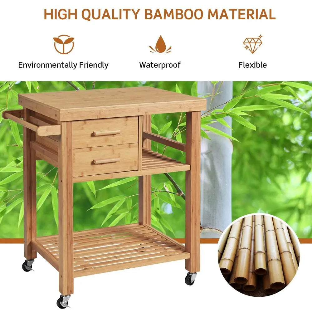 Rolling Butcher Block Kitchen Cart