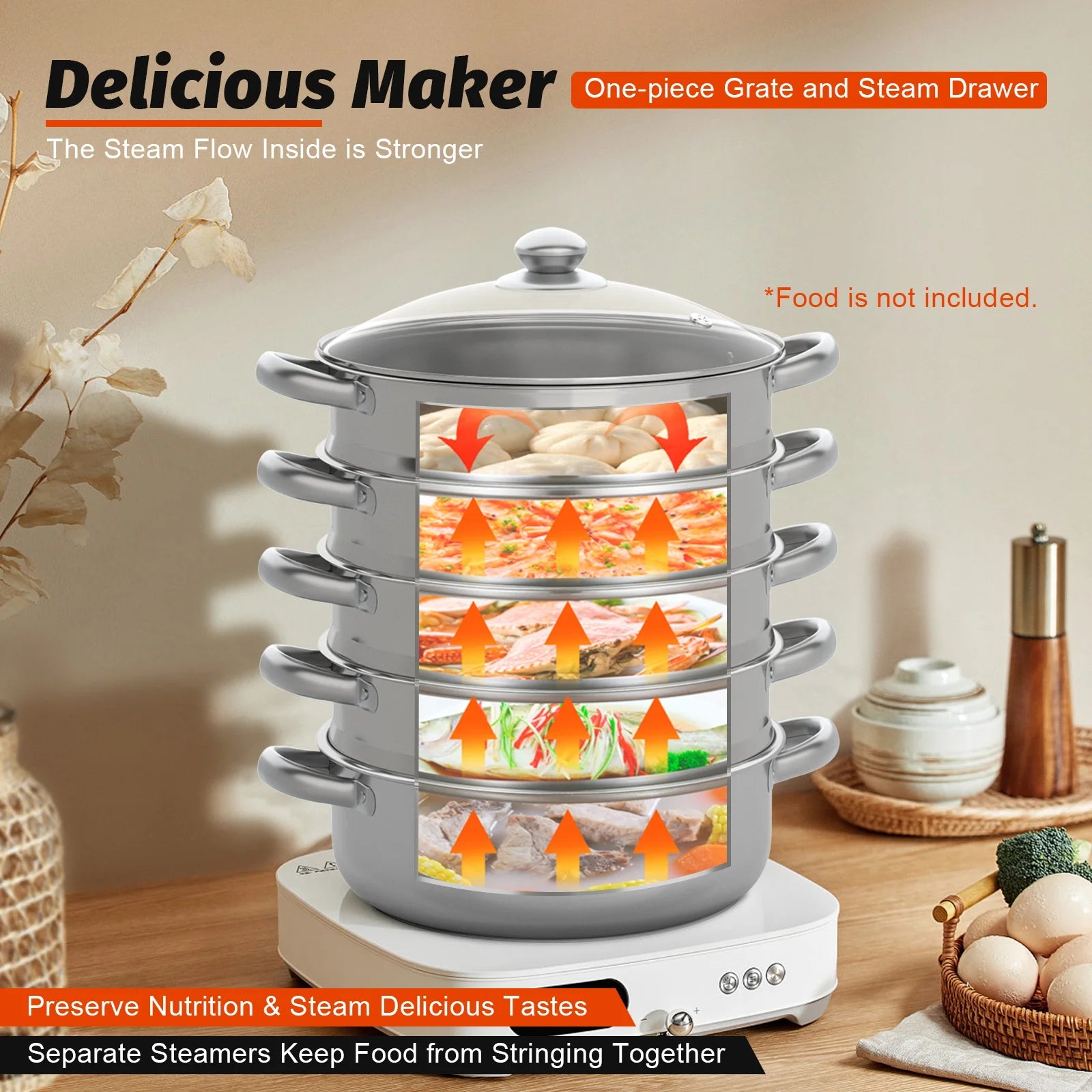 5 Tier Stainless Steel Steam Cooker