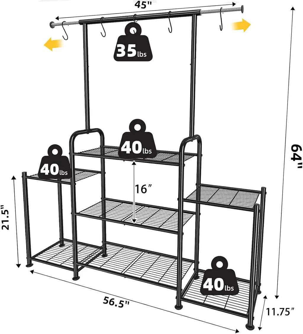 3-Tier Metal Plant Stand Indoor Outdoor Hanging Shelf for Multiple Flower Pots Large Heavy Duty Ladder Holder Black