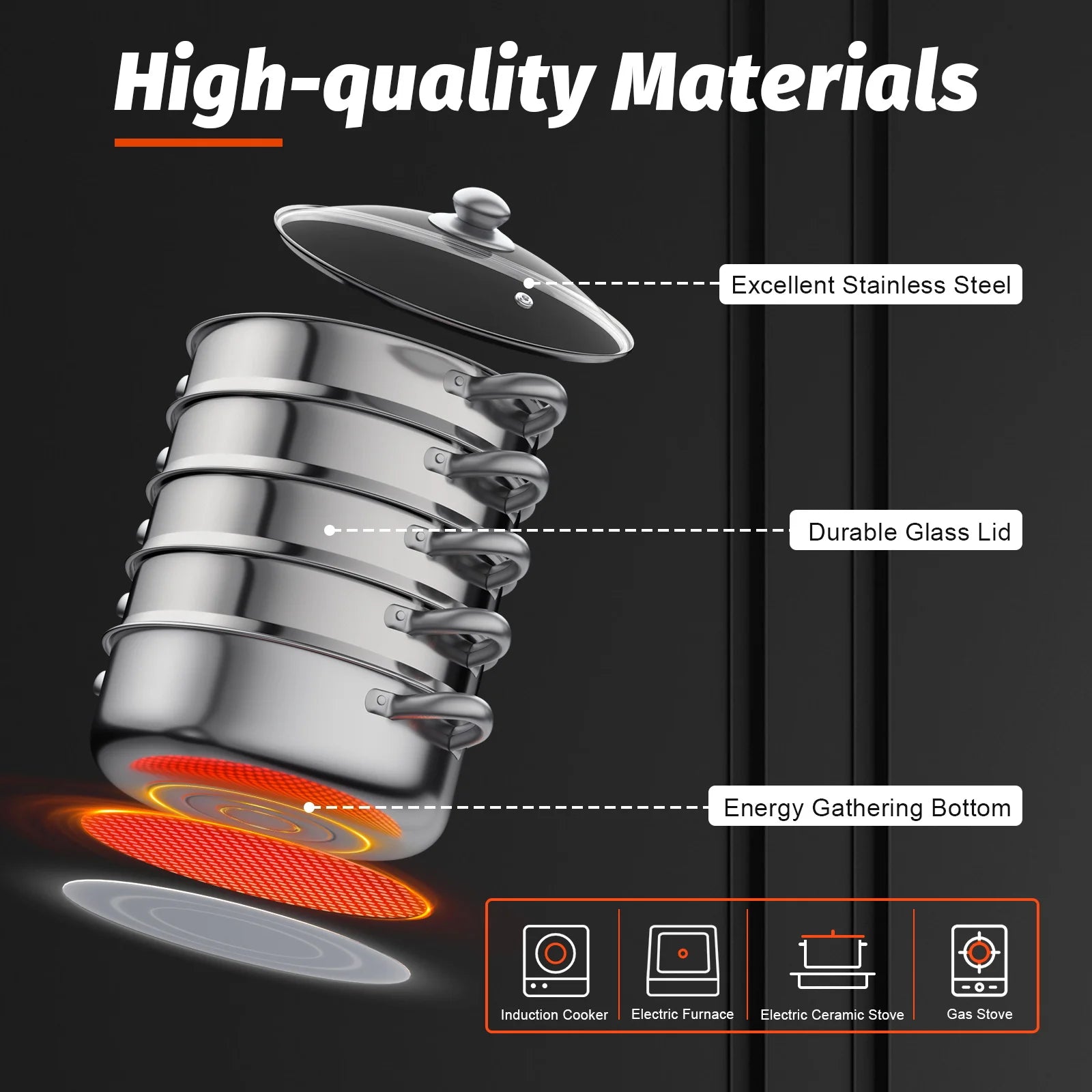 5 Tier Stainless Steel Steam Cooker