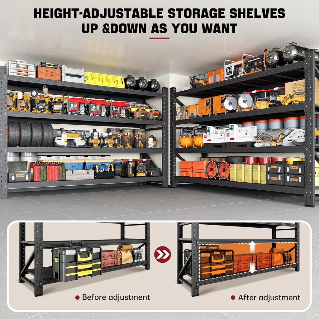 71" W Garage Shelving Heavy Duty Metal Adjustable Garage Shelves