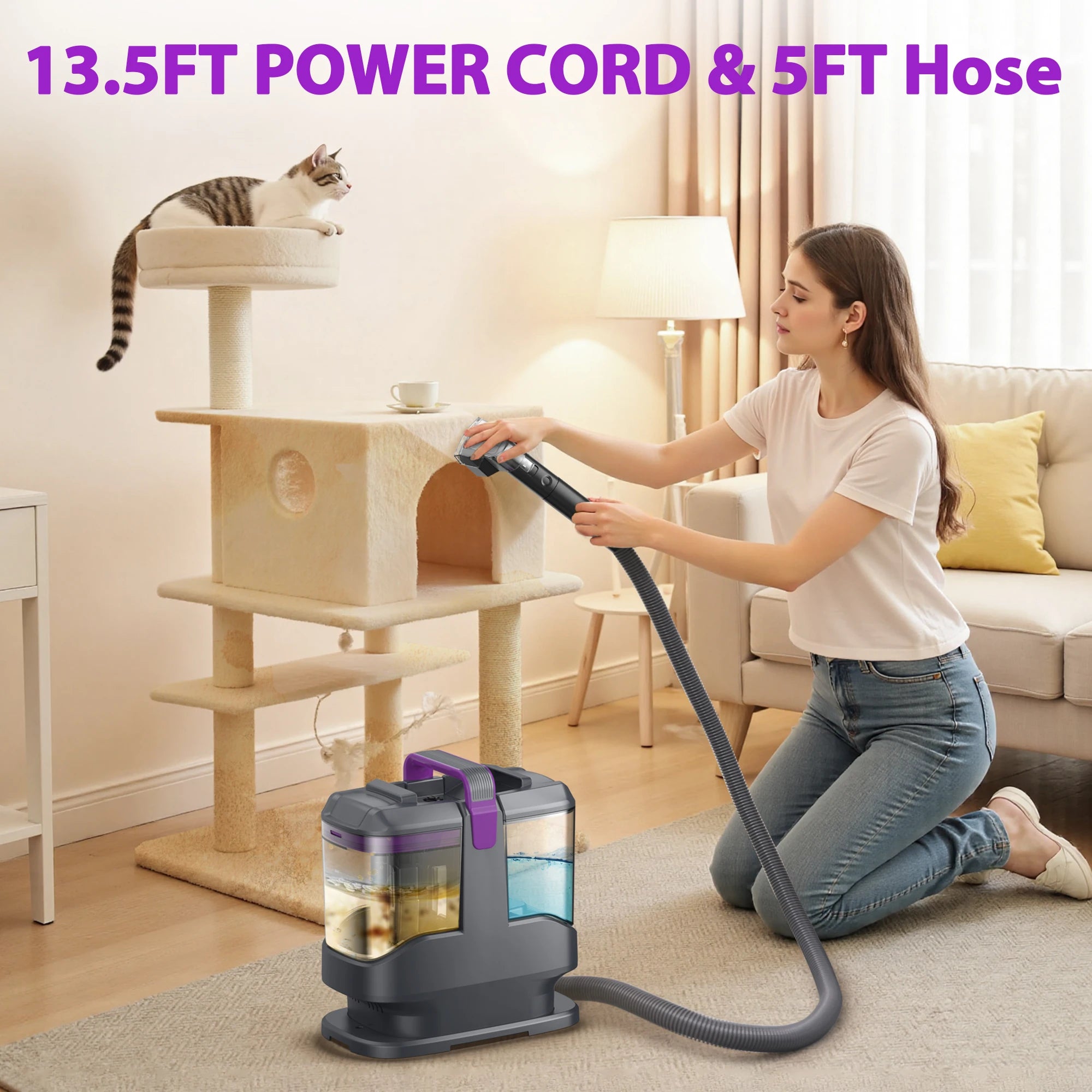 Portable Carpet & Upholstery Cleaner Machine,  Corded Spot Cleaner for Carpet, Sofa, Car Seat