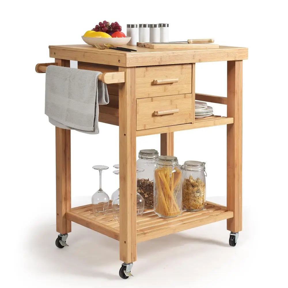 Rolling Butcher Block Kitchen Cart
