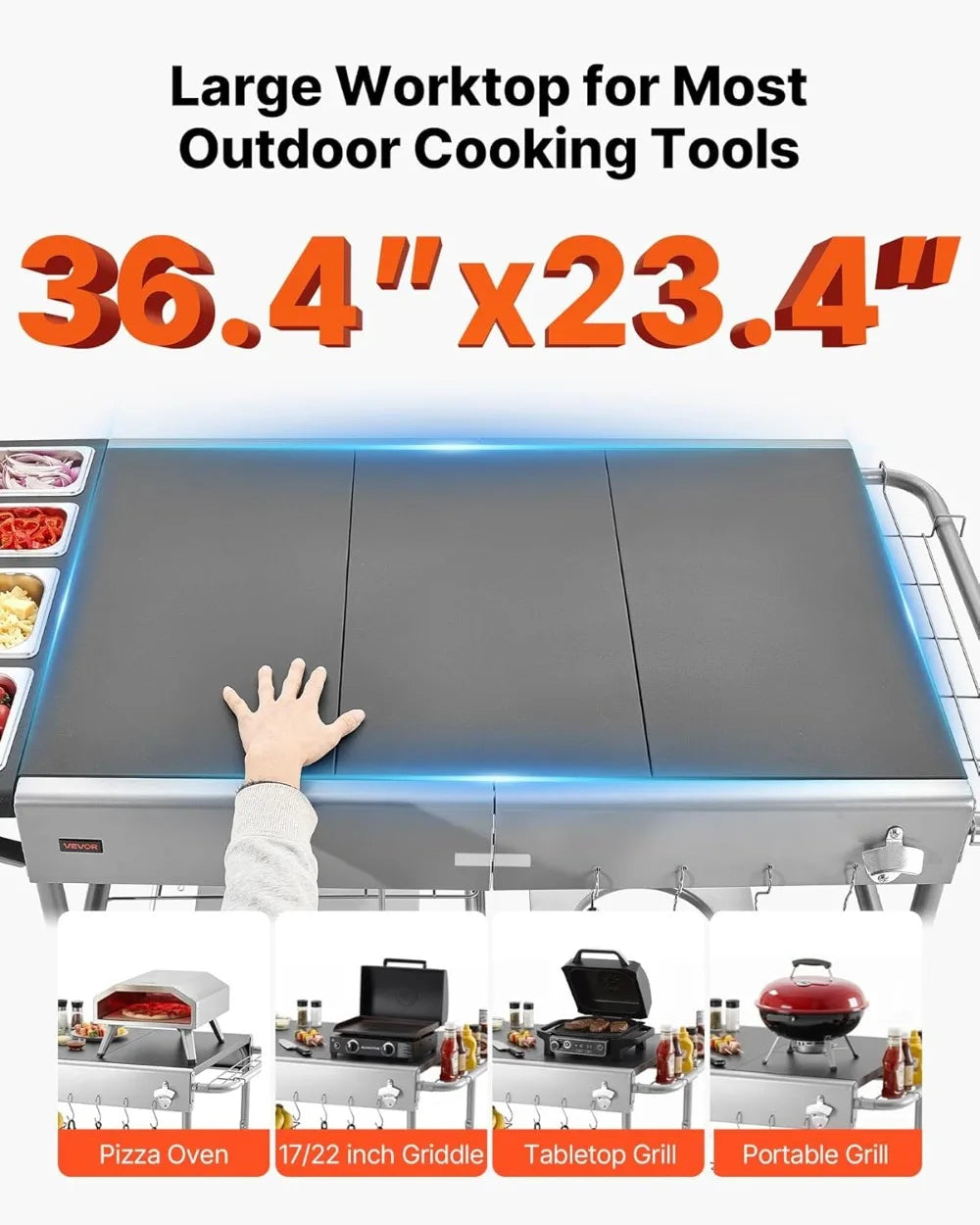Outdoor Grill Cart / Table for Picnic Kitchen Courtyard