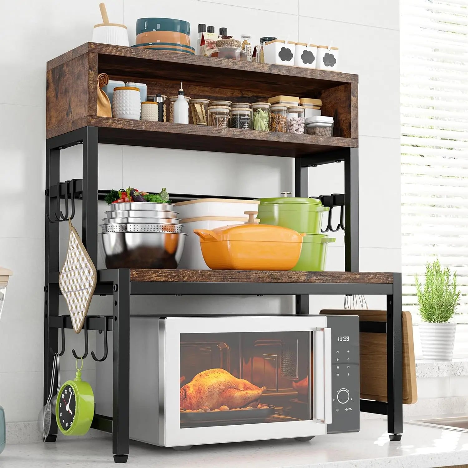 4-Tier Microwave Stand Brown