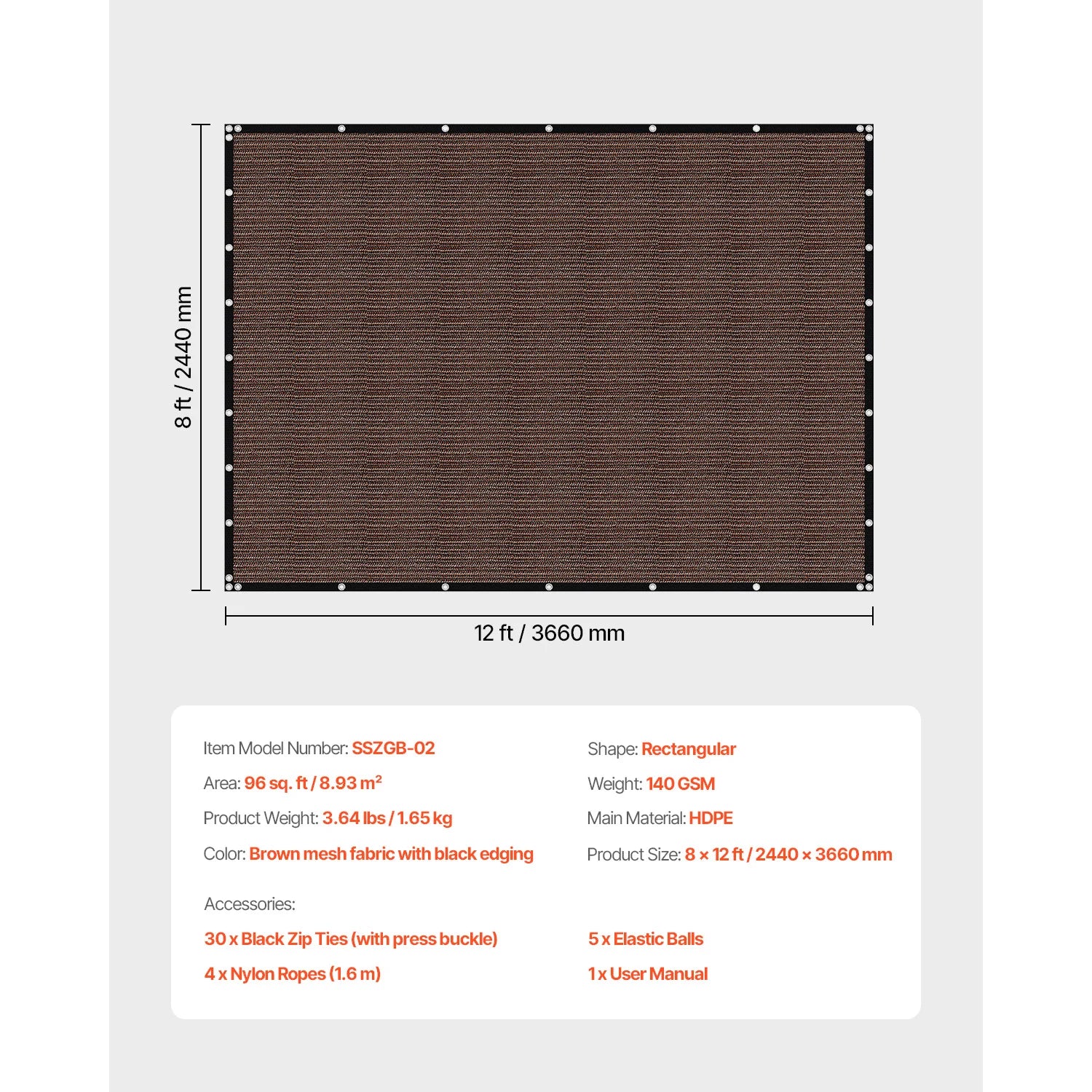 90% Sun Shade Cloth 10x10/12/20ft Pergola Shade Cover 140 GSM HDPE Canopy Privacy Screen for Outdoor Garden Backyard