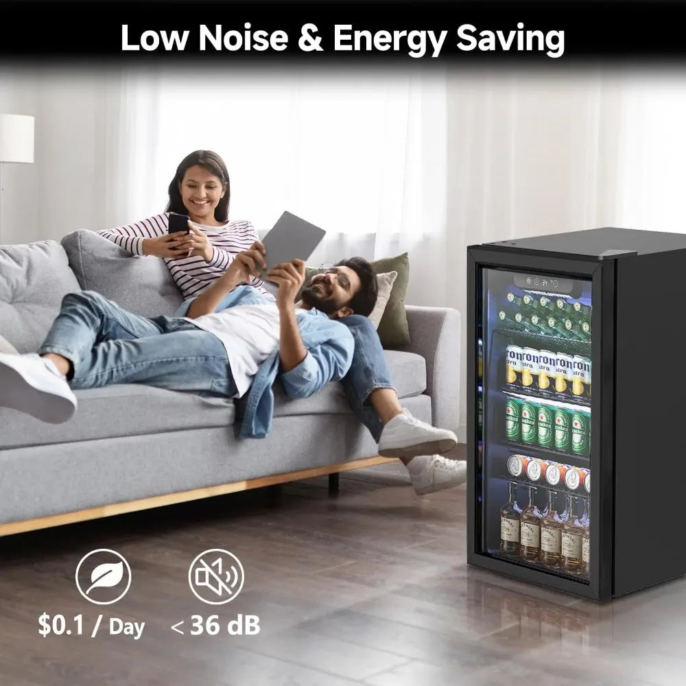 126 Can Mini Fridge Glass Door for Soda Beer Wine