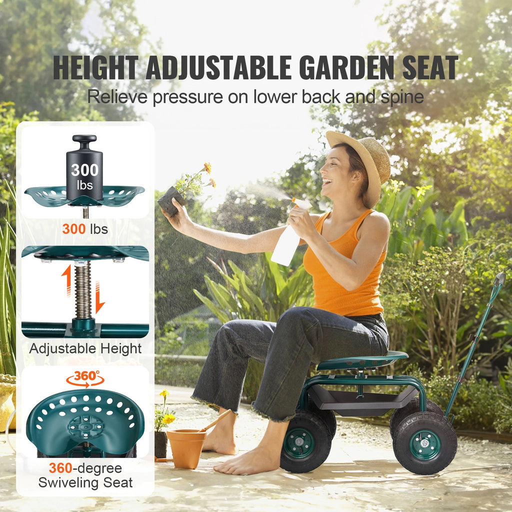 Garden Cart Stool  Scooter with Steering