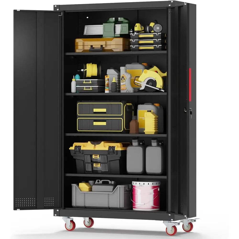 Heavy-Duty Steel Garage Cabinet with 4 Adjustable Shelves, Lockable