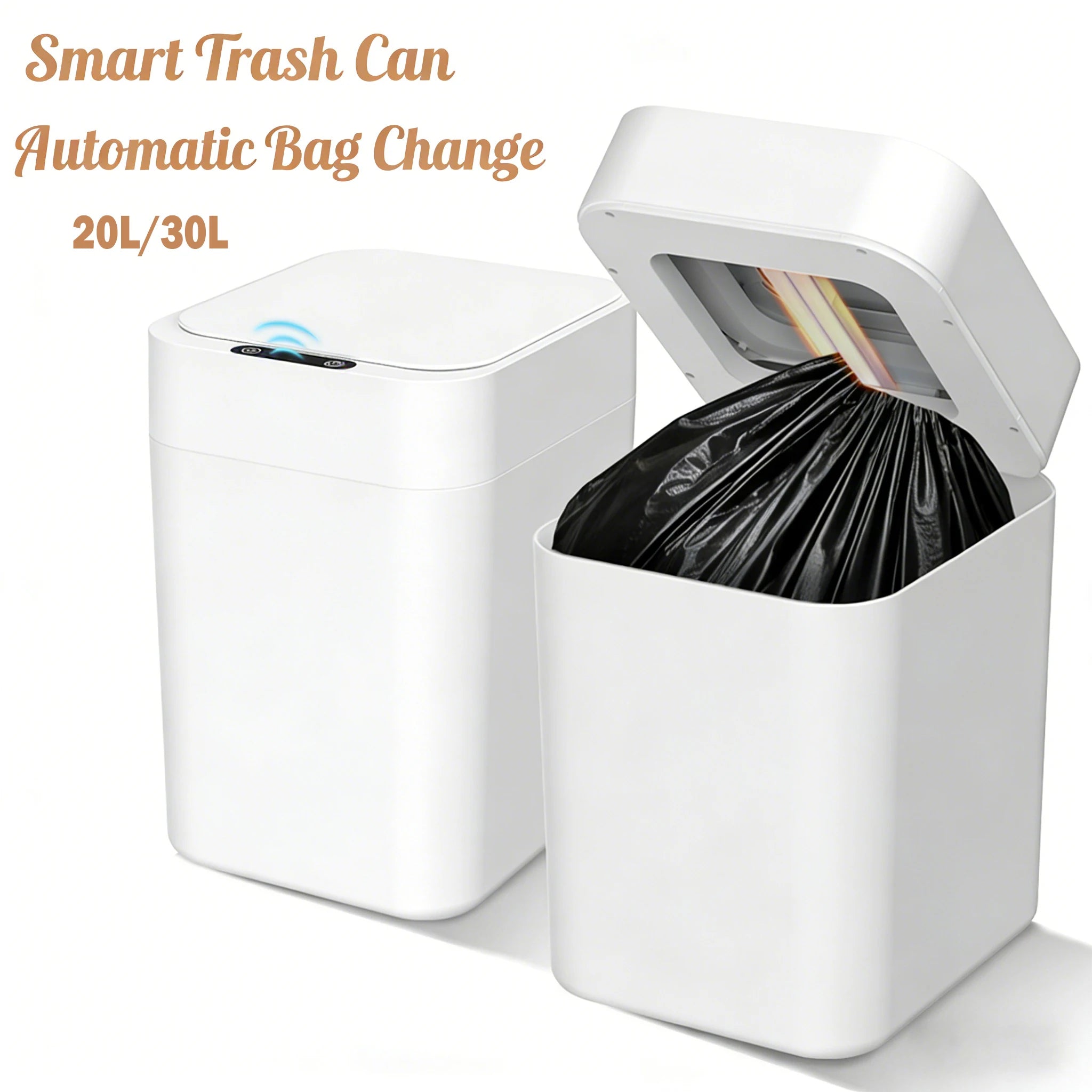 20L/30L Automatic Self Changing Trash Can Self Sealing Self Bagging Motion Sensor Touchless Smart Garbage Can with Lid for Kitchen Bathroom