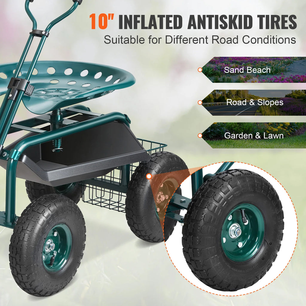 Garden Cart Stool  Scooter with Steering
