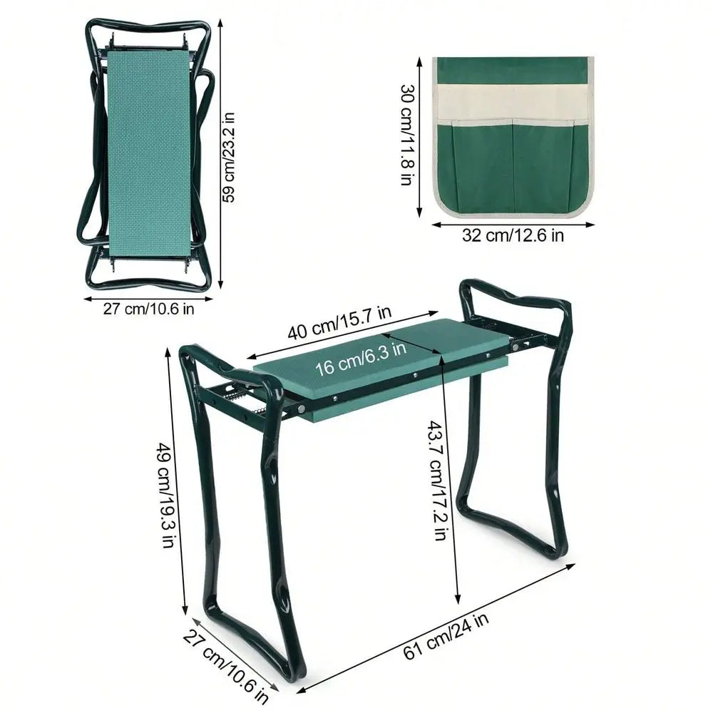 Kneeler And Seat With Thicken Widen Soft Kneeling Pad, Heavy Duty With A Tool Pouch,