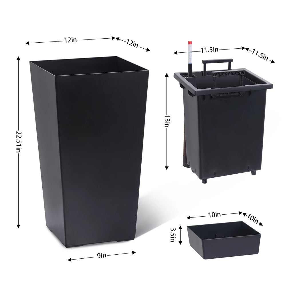 2pcs Planters Outdoor Indoor Planter Pots, High Front Porch Planter Pots with Drainage Holes Auto Watering, Convenience Instill
