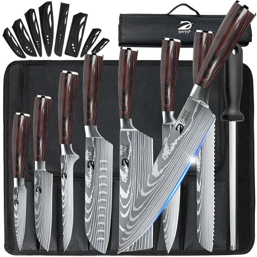 8pcs Kitchen Knife Damascus Stainless Steel