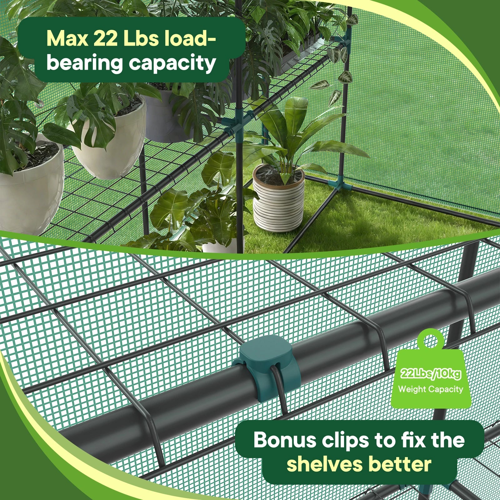 JHK 56 Inch Portable Walk-In Greenhouse for Outdoor Plants with Screen Windows
