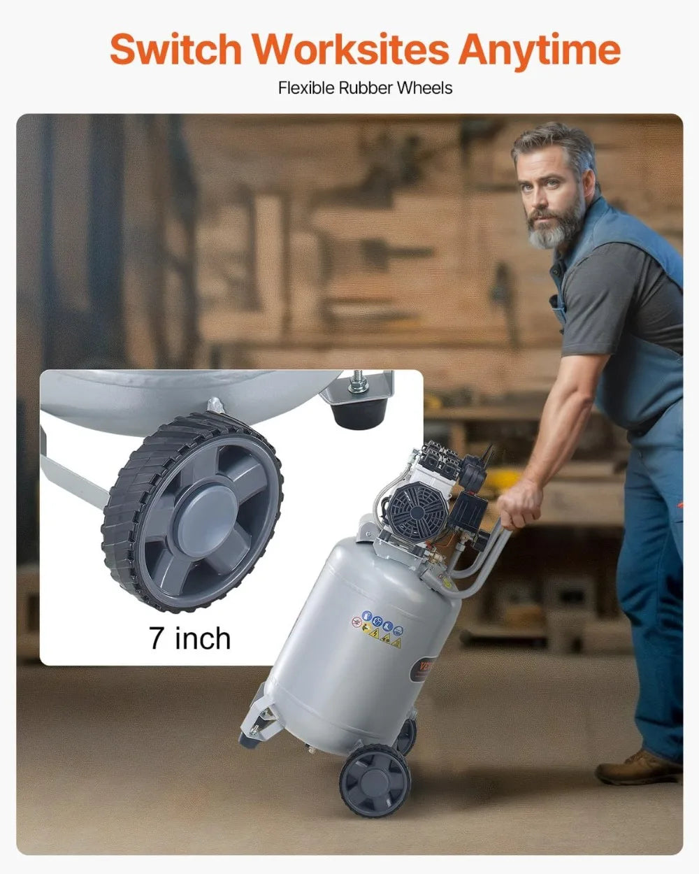 13 Gallon Air Compressor 2HP Oil-Free,