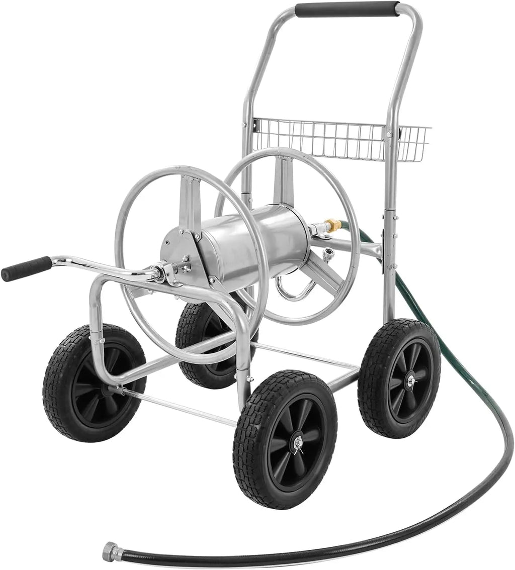 Hose Reel Cart Heavy Duty Powder-Coated Steel Mobile Tools with Wheels Holds 175 ft of 5/8 Inch Hose (Hose Not Included)