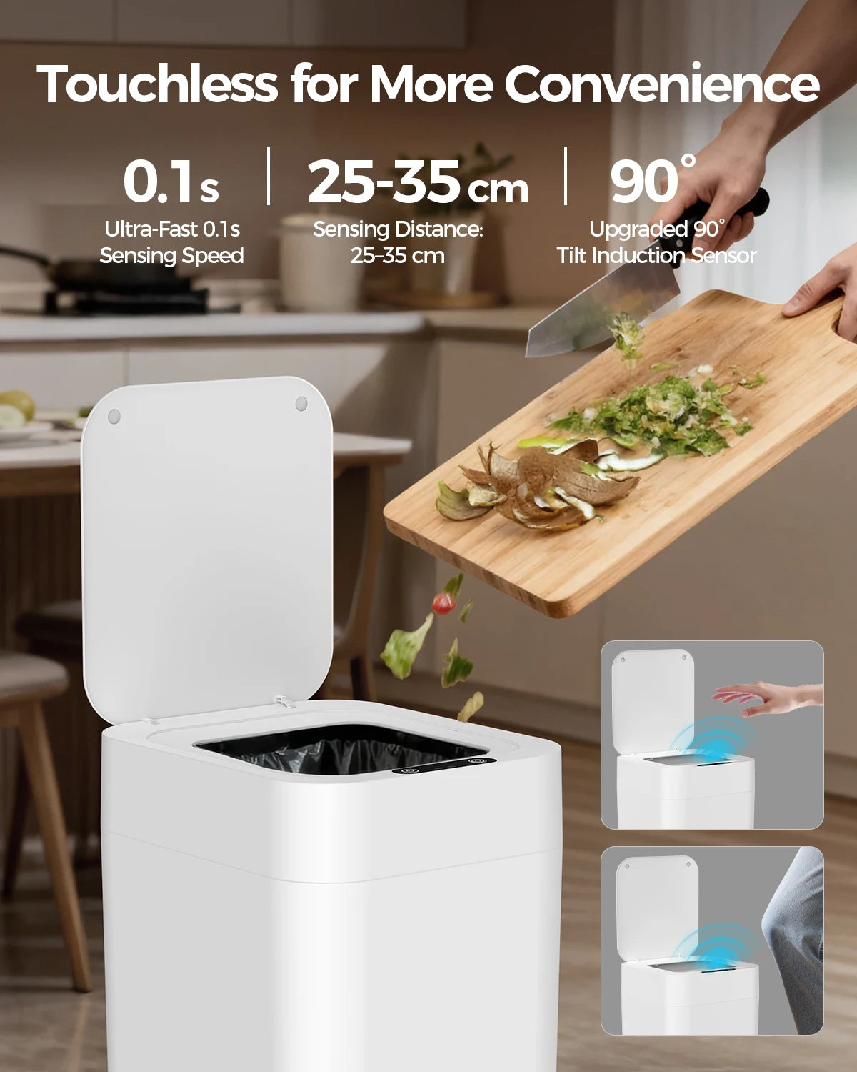 20L/30L Automatic Self Changing Trash Can Self Sealing Self Bagging Motion Sensor Touchless Smart Garbage Can with Lid for Kitchen Bathroom