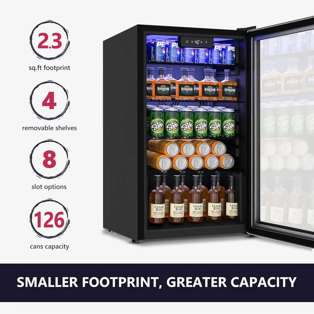 126-Can Beverage Cooler with Glass Doors