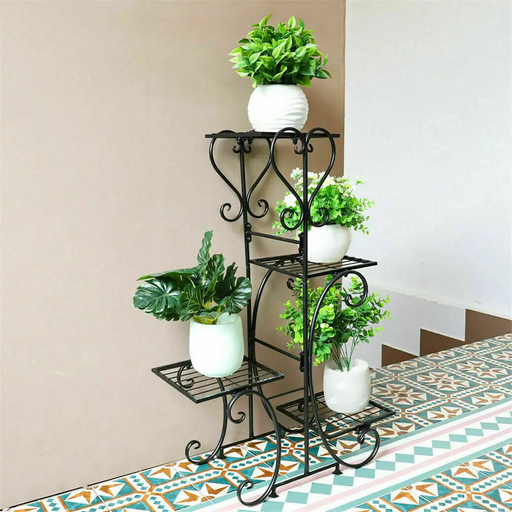 4 Tier Metal Plant Stand for Indoor Outdoor  Patio