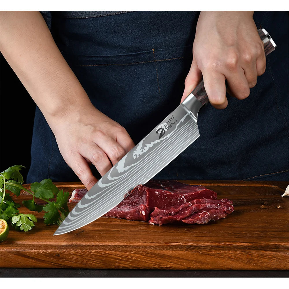 8pcs Kitchen Knife Damascus Stainless Steel