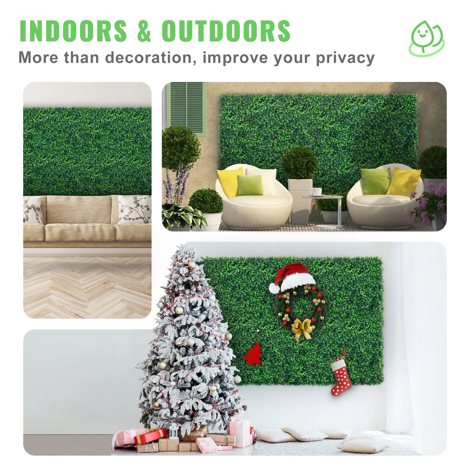 Artificial Boxwood Panel UV 24pcs 20x20/24x16 in Boxwood Hedge Wall Panels