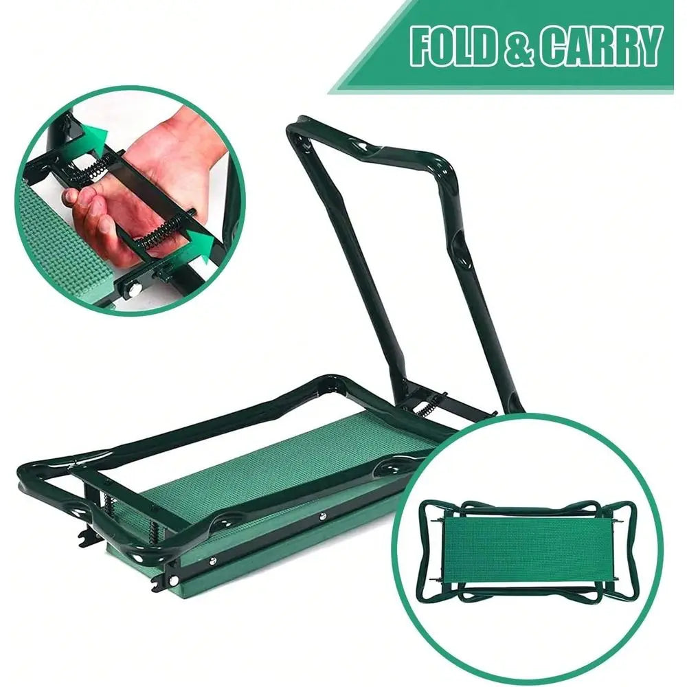 Kneeler And Seat, Soft EVA Kneeling Pad Stool With Tool Pouch, Heavy Duty, Green