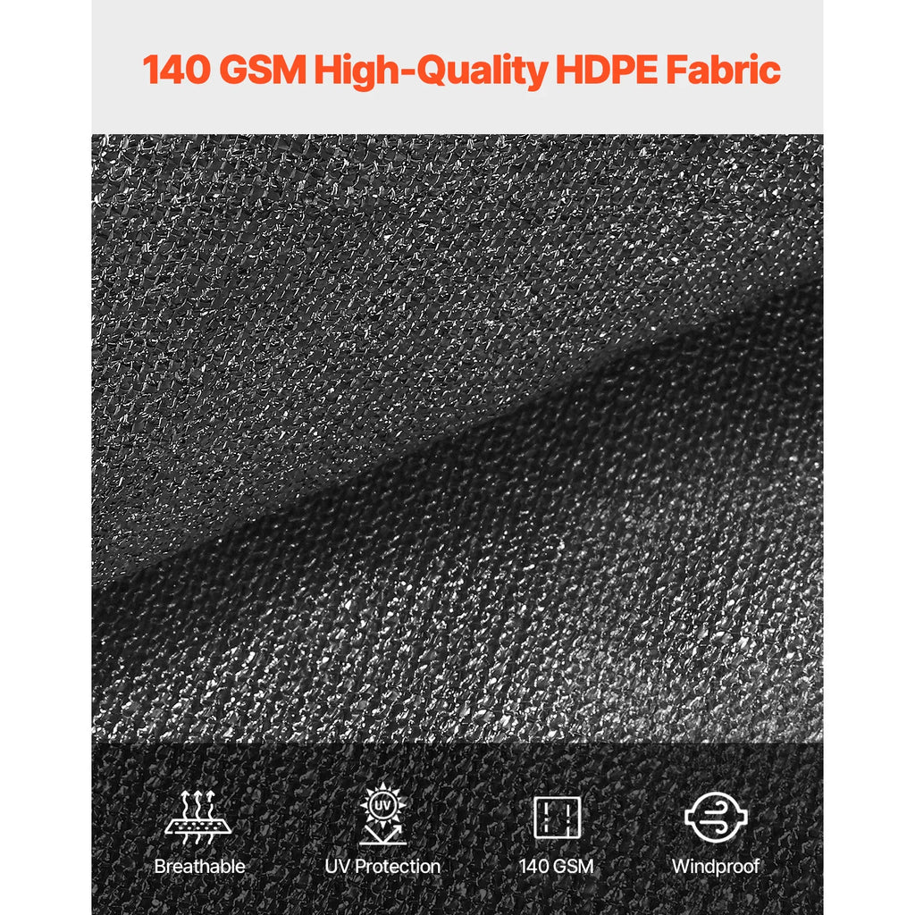 90% Sun Shade Cloth 10x10/12/20ft Pergola Shade Cover 140 GSM HDPE Canopy Privacy Screen for Outdoor Garden Backyard