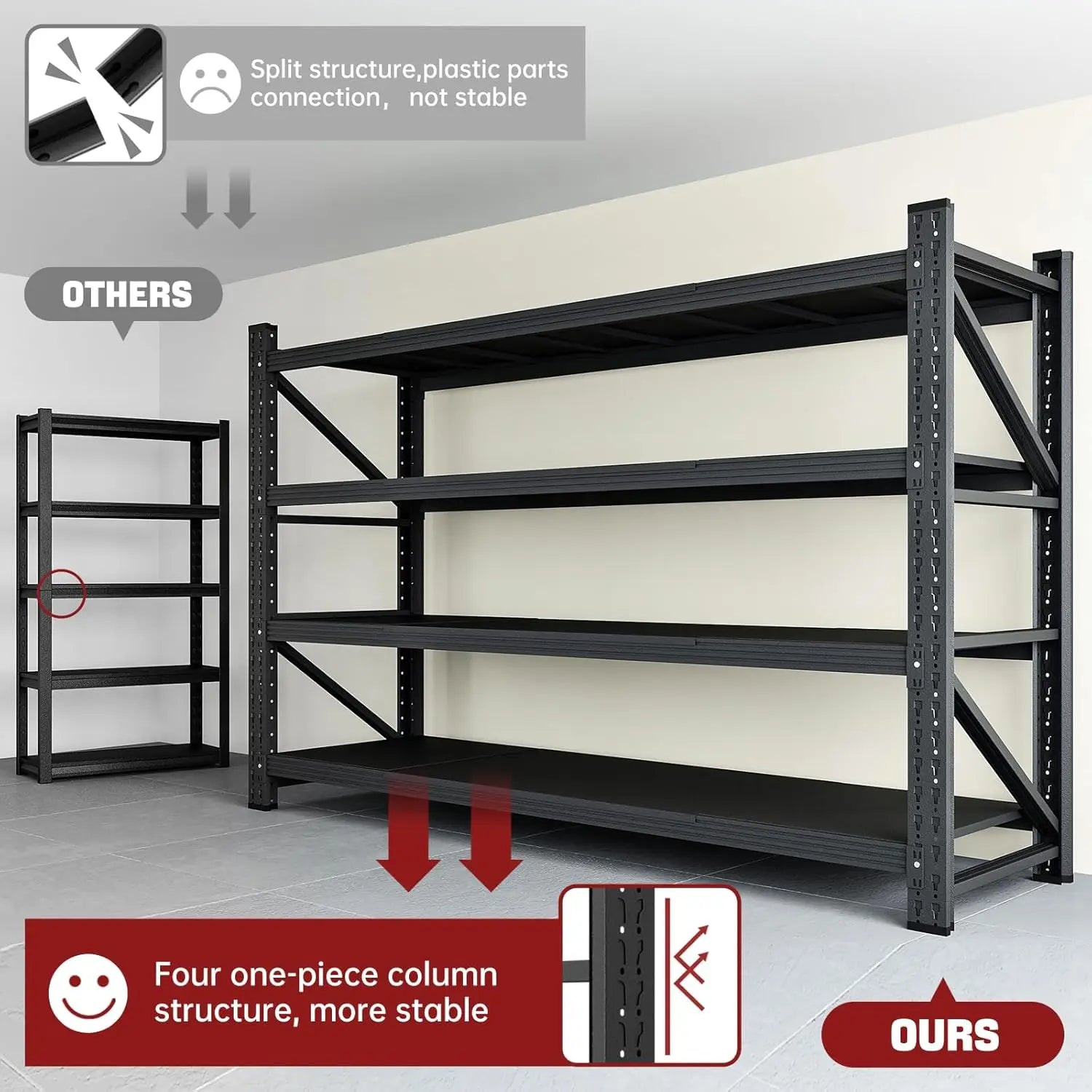 71" W Garage Shelving Heavy Duty Metal Adjustable Garage Shelves