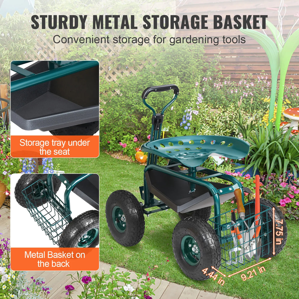 Garden Cart Stool  Scooter with Steering