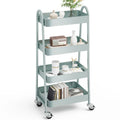 4 Tier Metal Storage Kitchen Cart with Lockable Wheels Mobile Shelving Unit Utility
