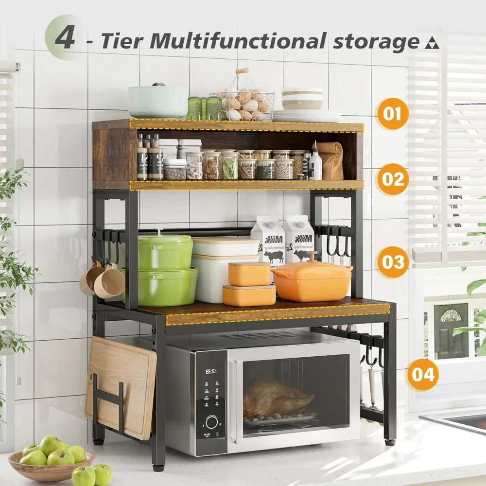 4-Tier Microwave Stand Brown