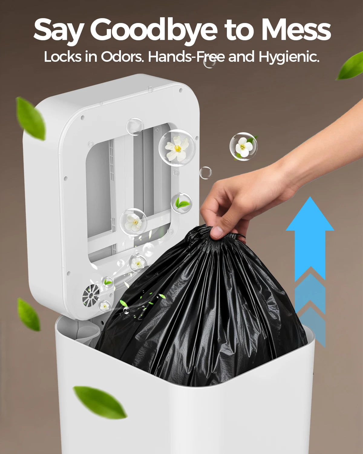 20L/30L Automatic Self Changing Trash Can Self Sealing Self Bagging Motion Sensor Touchless Smart Garbage Can with Lid for Kitchen Bathroom