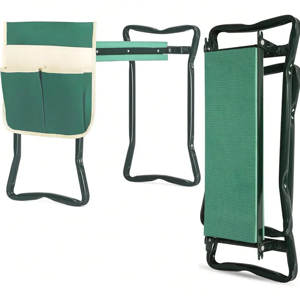 Kneeler And Seat, Soft EVA Kneeling Pad Stool With Tool Pouch, Heavy Duty, Green